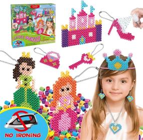 img 4 attached to Kids DIY Water Fuse Non Iron Super Beads: Fun Crafts Toy Set for Girls! Perfect Indoor Activity Project and Birthday Gift for Little Princess. Ages 4-9 Perler Beads Kit.