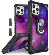 📱 tri-shield 2.0 phone case for iphone 12 pro max with cool ventilation - military grade, removable ring kickstand, magnetic car mount & bike mount compatible - galaxy stars, open port ready logo