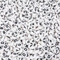 📿 800 pieces white round acrylic alphabet beads with black letters a to z - 4x7mm for diy jewelry making: bracelets, necklaces, key chains logo