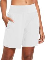 🏃 baleaf women's 7-inch long running shorts: stay comfortable with liner, back zipper pocket - ideal for lounge, sport, and gym logo