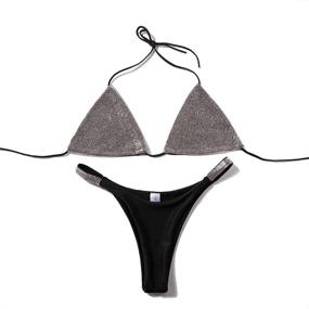img 4 attached to Igneous Rhinestone Triangle Brazilian Sleeveless Women's Apparel
