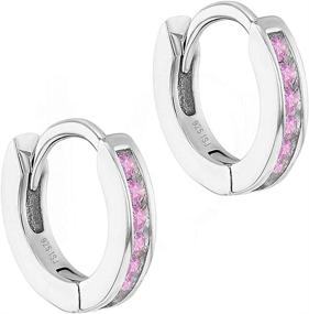 img 3 attached to 925 Sterling Silver CZ Small Hoop Earrings for Infants, Toddlers, & Little Girls - Elegant Huggie Earrings for Special Occasions