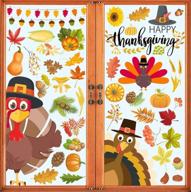 thanksgiving window clings 113 pcs - double-sided printed fall window decor stickers, harvest static clings, leaf decals for home, office - joy day logo