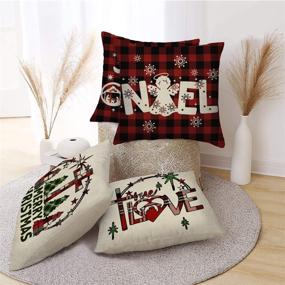 img 1 attached to 🎄 Fahrendom Christmas Tree Cross Decorative Pillow Cover Set of 4 – 18x18 Xmas Noel Love Decoration Farmhouse Religious Throw Pillowcase in Red Black Buffalo Plaid – Holiday Cushion Case for Home Decor