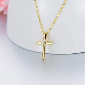 img 2 attached to 💎 18 inch 10K Real Gold Cross Necklace for Women with Natural Round-cut Diamond Accent - Perfect Anniversary Love Gift Jewelry for Her