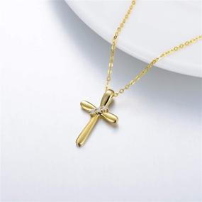 img 1 attached to 💎 18 inch 10K Real Gold Cross Necklace for Women with Natural Round-cut Diamond Accent - Perfect Anniversary Love Gift Jewelry for Her