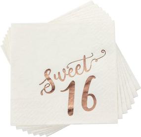 img 1 attached to 🌹 Stylish Sweet 16 Napkins: White with Rose Gold Foil Details, 50-Pack (5 x 5 Inches)