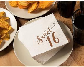 img 3 attached to 🌹 Stylish Sweet 16 Napkins: White with Rose Gold Foil Details, 50-Pack (5 x 5 Inches)