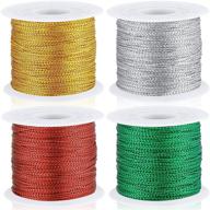 🎀 metallic cord tinsel rope - 440 yards, ideal for craft jewelry making, ribbon wrap thread tag cord for christmas ornament hanging decoration (gold, silver, red, green) logo