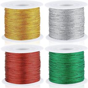 img 4 attached to 🎀 Metallic Cord Tinsel Rope - 440 Yards, Ideal for Craft Jewelry Making, Ribbon Wrap Thread Tag Cord for Christmas Ornament Hanging Decoration (Gold, Silver, Red, Green)