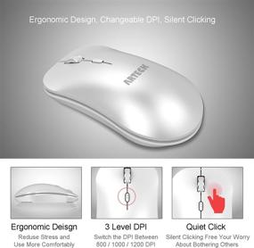 img 2 attached to 🖱️ Arteck Wireless Mouse 2.4G with Nano USB Receiver - Ergonomic Design, Silent Clicking, Rechargeable Battery - White, for Computer, Desktop, PC, Laptop, Windows 10/8/7