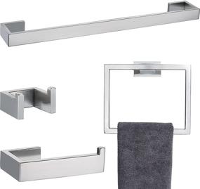 img 4 attached to TQKAG Stainless Steel Bathroom Hardware Accessories Set - 4-Piece Brushed Towel Bar Holder for Bath, Kitchen, and Laundry - 23.6 Inch