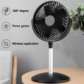 img 1 attached to 🌀 Portable Oscillating Fan, Rechargeable and Foldable Personal Standing Fan with 3 Wind Speeds, Adjustable Height, Ultra-Quiet, for Home, Bedroom, Office, and Outdoor Use