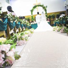 img 3 attached to 👰 15FTx2FT Ivory Sequin Aisle Runner for Wedding - Indoor/Outdoor Ceremonies Decor, Church Runner, Wedding Walkway Carpet Rugs - Sequin Aisle Runner Indoor/Outdoor (2FTx15FT, Ivory)