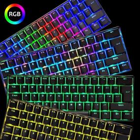 img 1 attached to 🎮 60% Mini Portable Gaming Keyboard | RGB Backlit | Anti-Ghosting | Ergonomic | Metal Plate | Waterproof | for Typist Laptop PC Mac Gamer (Black Keycap/Blue Switch)