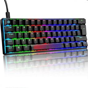 img 4 attached to 🎮 60% Mini Portable Gaming Keyboard | RGB Backlit | Anti-Ghosting | Ergonomic | Metal Plate | Waterproof | for Typist Laptop PC Mac Gamer (Black Keycap/Blue Switch)