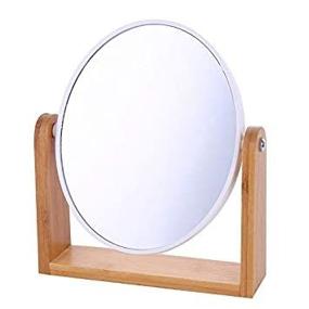 img 2 attached to XPXKJ 8-Inch Oval Bamboo White Vanity Makeup Mirror - Double Sided 360° Swivel with 3X Magnification - Perfect for Bathroom and Bedroom