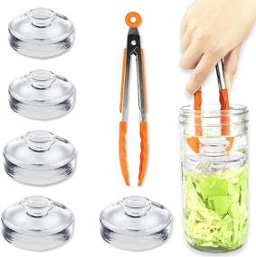 img 4 attached to Artcome Set of 5 Glass Fermentation Weights | Easy Grip Handle & Unique Texture Design | Compatible with Large Wide Mouth Mason Jars