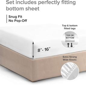 img 2 attached to 🛏️ Single Queen Fitted Sheet - Deep Pocket - Perfect Fit - Soft Wrinkle Free - White - 1 Fitted Sheet Only