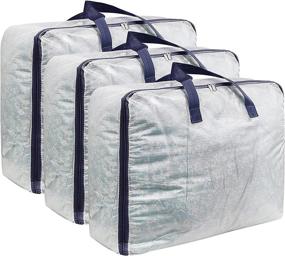 img 4 attached to 🛍️ 75L Extra Large Capacity Clear Storage Bags with Zipper - Closet and Underbed Organizer for Clothes, Bedding, Comforter, Toys, Pillow & Blanket (3 Pack)