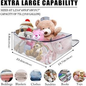 img 3 attached to 🛍️ 75L Extra Large Capacity Clear Storage Bags with Zipper - Closet and Underbed Organizer for Clothes, Bedding, Comforter, Toys, Pillow & Blanket (3 Pack)