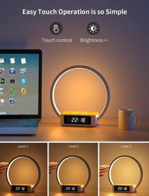 img 2 attached to Amouhom Table Lamp: Touch Alarm Clock with Wireless Charging and Wake-Up Light
