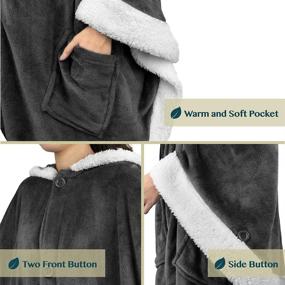 img 1 attached to Pavilia Angel Wrap Hooded Blanket: Soft Sherpa Fleece Poncho Blanket with Pockets – Stylish, Plush, and Warm Cape for Women in Gray