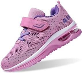 img 4 attached to RomenSi Lightweight Breathable BlackPurple Girls' Sneakers