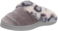 kids' dearfoams evelyn velour clog: stylish slipper with leopard cuff logo