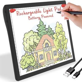 img 4 attached to Golspark Rechargeable Light Box for Tracing Board - Portable Cordless Light Pad A4 LED Trace Lights - Wireless Battery Operated Copy Board Dimmable Black Diamond Painting Sketch - Perfect Gift for Kids