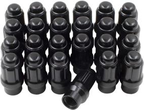 img 4 attached to 🔧 Set of 24 Black 12x1.5 Closed End ET Lug Nuts – Spline Tuner Style for Aftermarket Wheels - Small Diameter Wheel Accessories (M12x1.5, Black, 24)