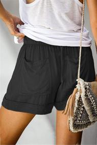 img 3 attached to 🩳 ROSKIKI Women's Summer Casual Shorts: Comfy Drawstring Elastic Waist & Pockets