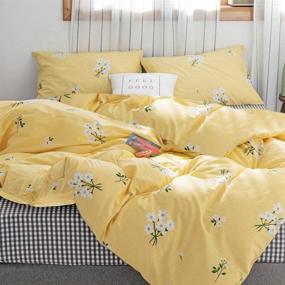 img 2 attached to Floral Twin Bedding Sets in Yellow - 3-Piece Cotton Flowers Duvet Cover Set with 2 Pillow Shams - Cute Comforter Cover for Teenagers and Adults - Twin Size Floral Bedding for a Charming Décor