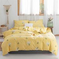 floral twin bedding sets in yellow - 3-piece cotton flowers duvet cover set with 2 pillow shams - cute comforter cover for teenagers and adults - twin size floral bedding for a charming décor logo