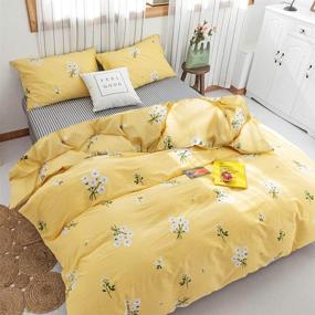 img 3 attached to Floral Twin Bedding Sets in Yellow - 3-Piece Cotton Flowers Duvet Cover Set with 2 Pillow Shams - Cute Comforter Cover for Teenagers and Adults - Twin Size Floral Bedding for a Charming Décor