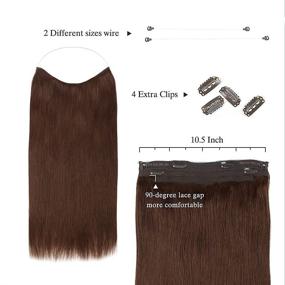 img 2 attached to 💇 SASSINA Halo Hair Extensions: Real Human Hair, Auburn 14 Inch, 90 Grams #33 - Hidden Hair with Adjustable Wire Clips