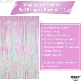 img 1 attached to 🎉 Pack of 4 XtraLarge White Transparent Foil Fringe Backdrops - 12.8x10 Ft Fringe Curtains Party Decorations, White Metallic Tinsel Foil Curtain Backdrop with Holographic Effect for Birthday Baby Shower