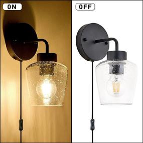 img 1 attached to Adjustable Cord Plug-in Wall Sconce with Seeded Clear Glass Lampshade, On/Off Switch, E26 Base – Perfect for Bedroom, Kitchen Island, or Headboard Lighting