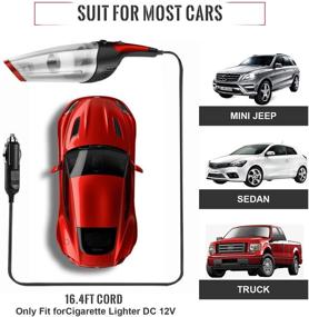 img 3 attached to 🚗 HHSUC Handheld Car Vacuum, Portable Auto Vacuum Cleaner - High Power Corded Mini Vacuum with 16.4 ft Power Cord, Strong Suction Wet & Dry Vacuum Cleaner for Home & Car Cleaning (Red-Corded)