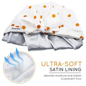 img 2 attached to Stylish Double Layer Shower Cap with Cute Bowknot - Polka Dot Orange, Extra Large and Adjustable Size for All Hair Styles