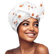 stylish double layer shower cap with cute bowknot - polka dot orange, extra large and adjustable size for all hair styles logo