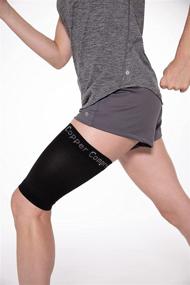 img 2 attached to 🏃 Copper Compression Recovery Thigh Sleeve: Ultimate Support for Sore Hamstrings, Groins, and Quads. With GUARANTEED Highest Copper Content. Ideal for Running and All Sports! (Size Large)