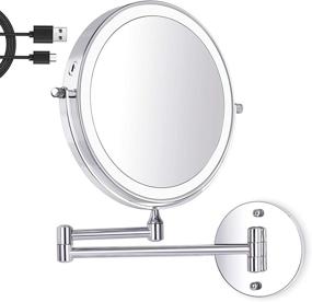 img 4 attached to 💡 Amelar 8 Inch Wall Mounted Makeup Mirror with USB Charging, LED Lights, 3 Color Modes, 1X/10X Magnification, Touch Sensor, Auto Shut-off, 360° Swivel for Bathroom or Hotel Vanity