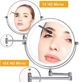 img 2 attached to 💡 Amelar 8 Inch Wall Mounted Makeup Mirror with USB Charging, LED Lights, 3 Color Modes, 1X/10X Magnification, Touch Sensor, Auto Shut-off, 360° Swivel for Bathroom or Hotel Vanity