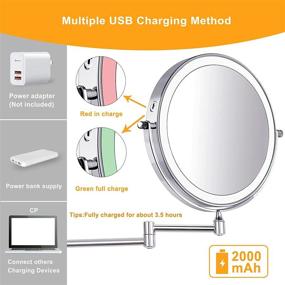 img 3 attached to 💡 Amelar 8 Inch Wall Mounted Makeup Mirror with USB Charging, LED Lights, 3 Color Modes, 1X/10X Magnification, Touch Sensor, Auto Shut-off, 360° Swivel for Bathroom or Hotel Vanity