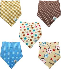 img 3 attached to 🐾 Funpet 5 Pcs Dog Bandana Triangle Bibs with Button Accents for Stylish Pets, Cats, and Baby Puppies