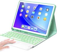 📱 ipad pro 11 inch 2021 case with keyboard, ipad air 4 smart trackpad, 7 color backlit, wireless detachable keyboard, pencil holder - green logo