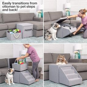 img 2 attached to 🐾 PetFusion Multi-Functional Pet Stairs: Foldable Cat & Dog Steps, Ottoman & Toy Basket. Storage + Great Window Perch (18x18x18”). Ideal Pet Steps for Couch, Bed, Window. Includes 1 Year Warranty.