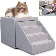 🐾 petfusion multi-functional pet stairs: foldable cat & dog steps, ottoman & toy basket. storage + great window perch (18x18x18”). ideal pet steps for couch, bed, window. includes 1 year warranty. logo