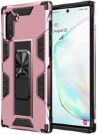 samsung galaxy note 10 plus case military grade shockproof with kickstand stand built-in magnetic car mount armor heavy duty protective case for galaxy note 10 plus phone case (rose gold) logo